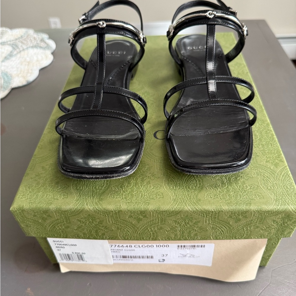 Authentic Like New Gucci Nero Women's Black Strappy Sandals - Picture 2 of 7